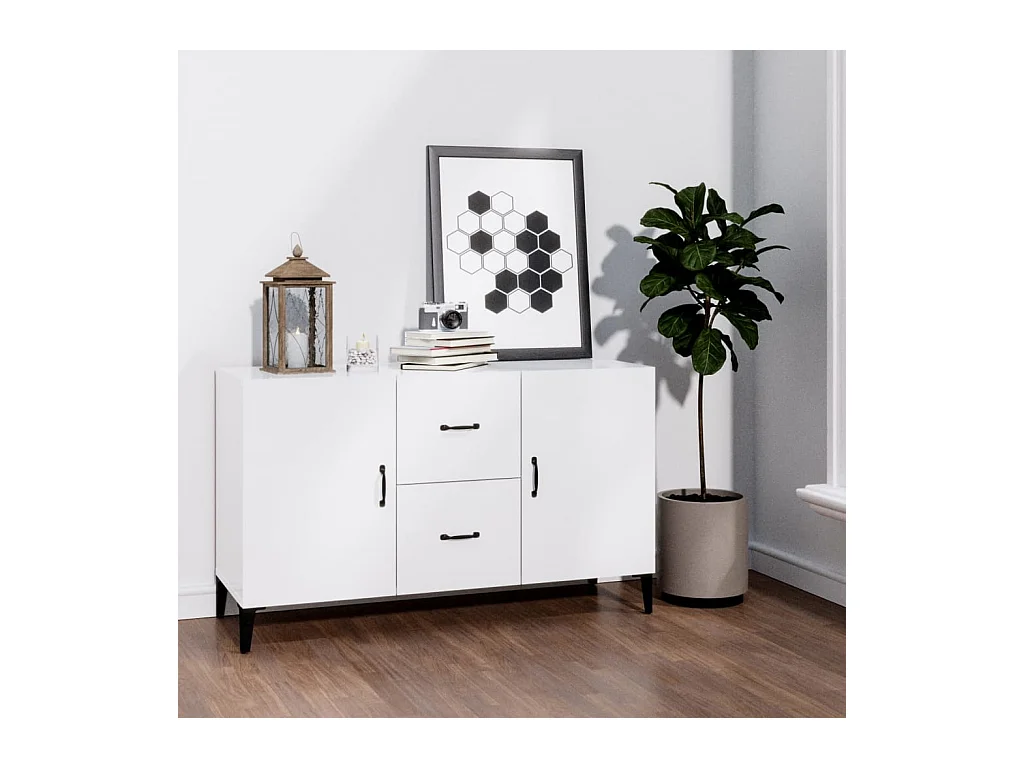 Buffet blanc brillant 100x36x60 cm bois d'ingénierie