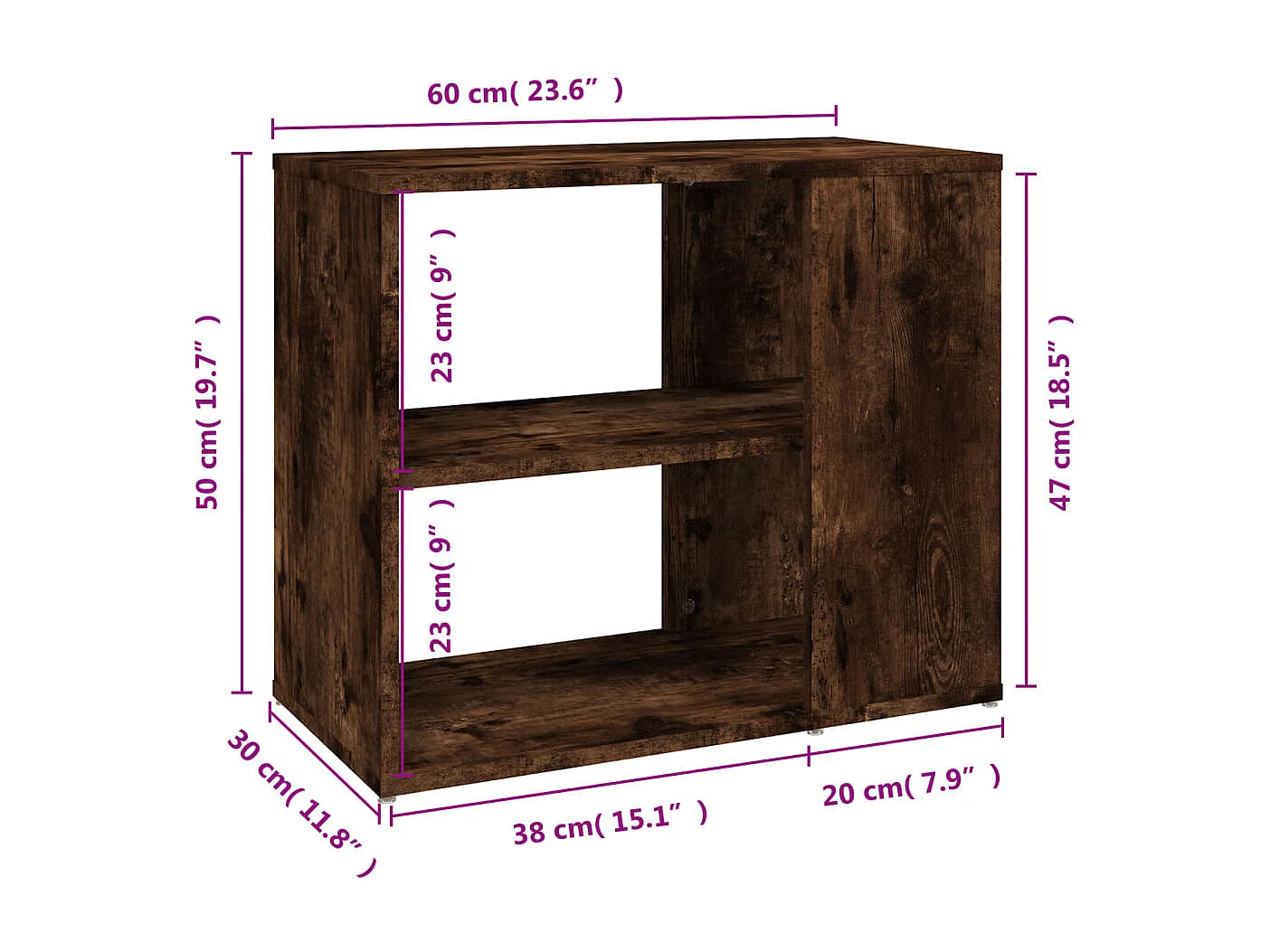 Armoire latérale Chêne fumé 60x30x50 cm Bois d'ingénierie
