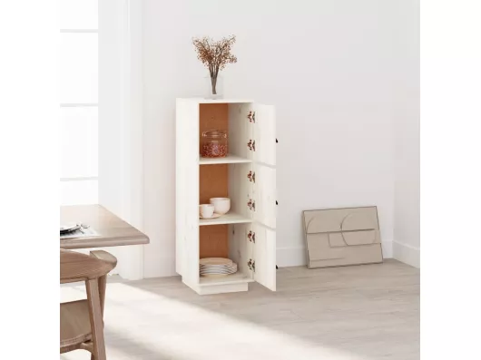 Kauf Unique Highboard Weiß 34x40x108,5 cm Massivholz Kiefer