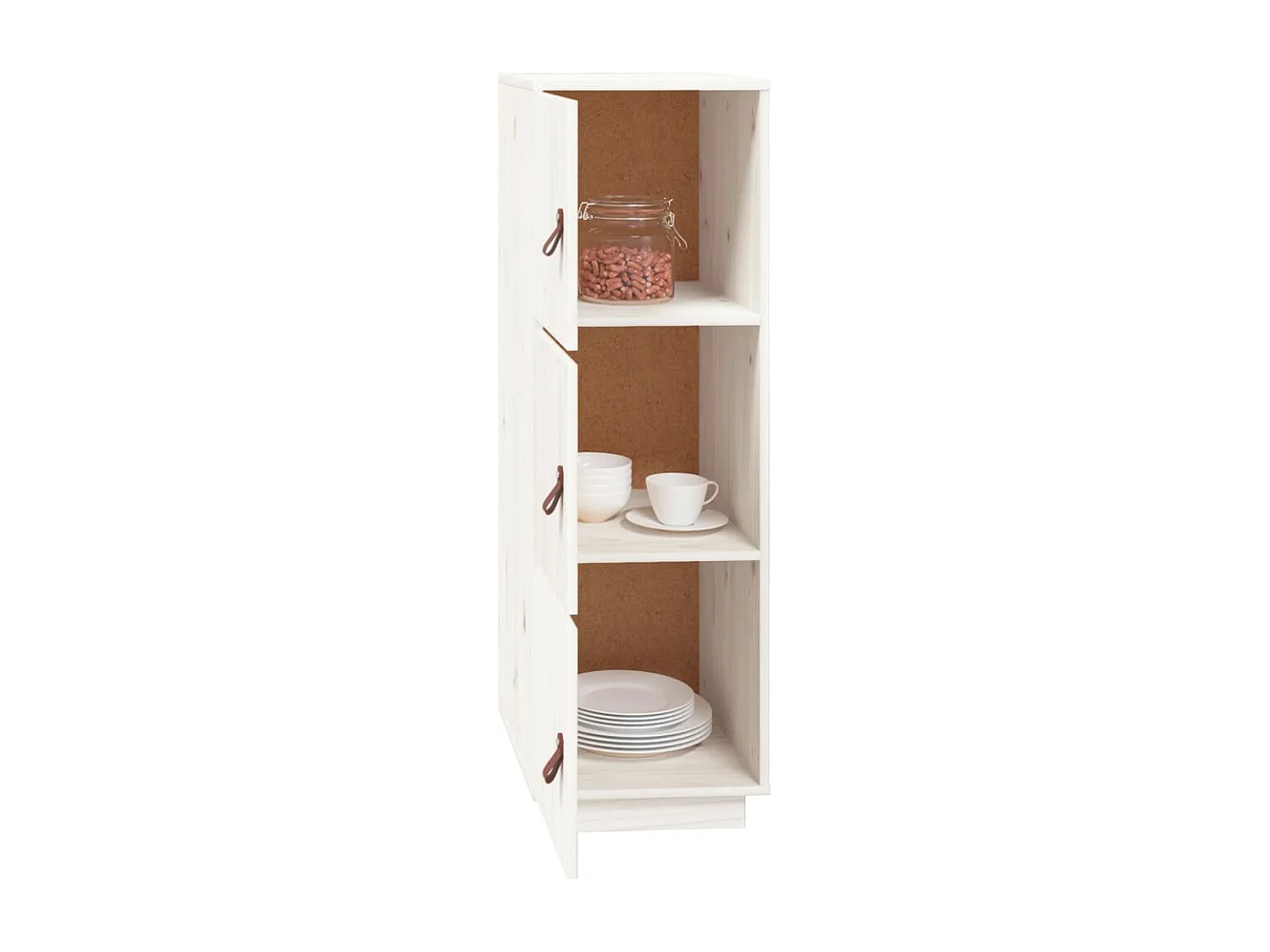 Credenza Bianca 34x40x108,5 cm in Legno Massello di Pino