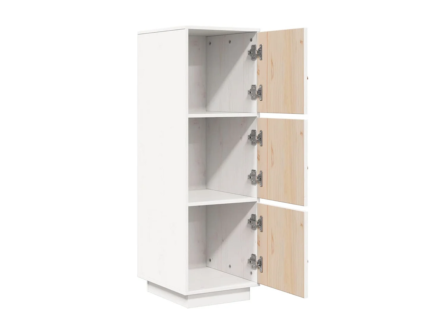 Credenza Bianca 34x40x108,5 cm in Legno Massello di Pino
