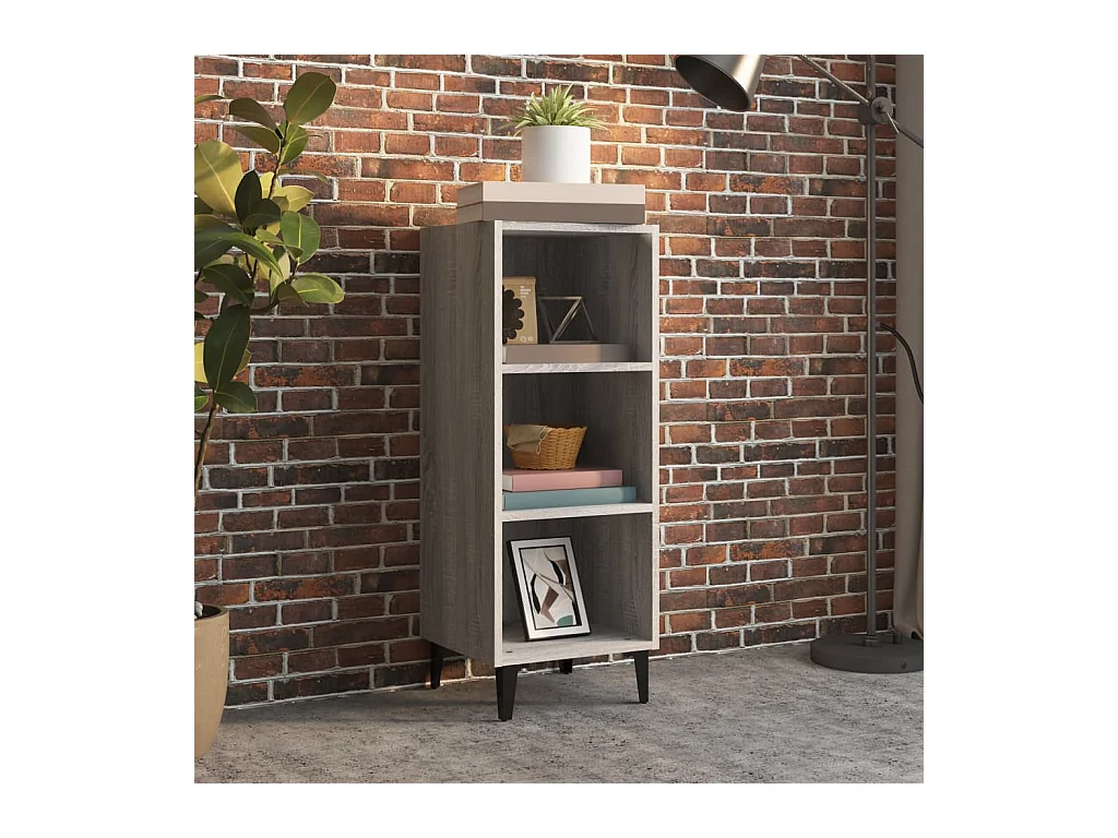 Aparador de madera de ingeniería gris Sonoma 34,5x32,5x90 cm