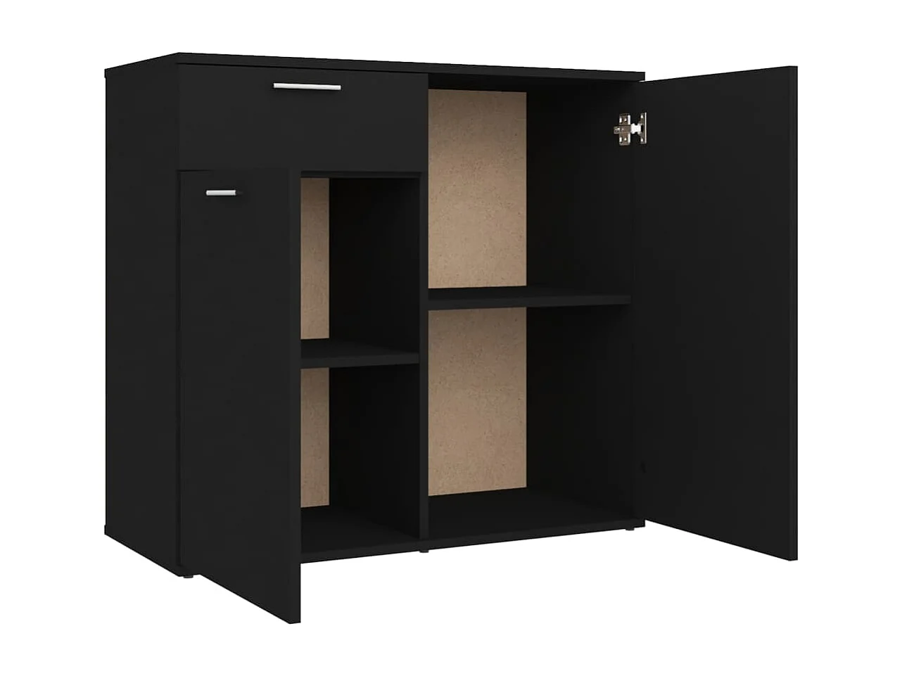 Credenza Nera 80x36x75 cm in Legno Multistrato