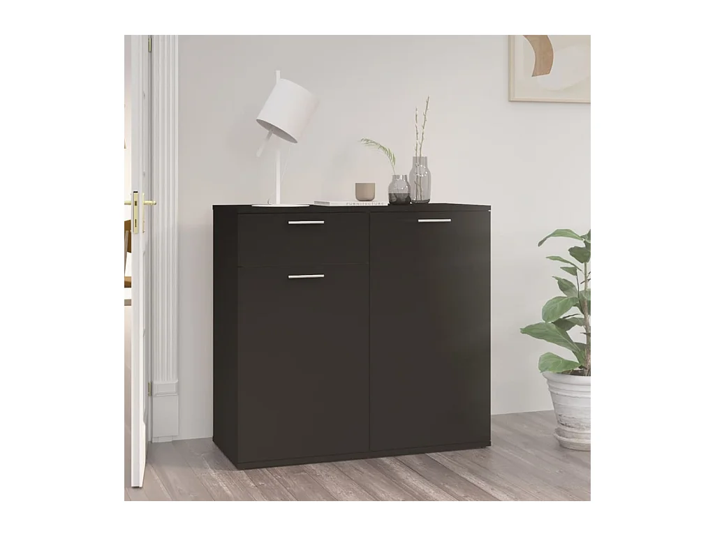 Buffet noir 80x36x75 cm bois d'ingénierie