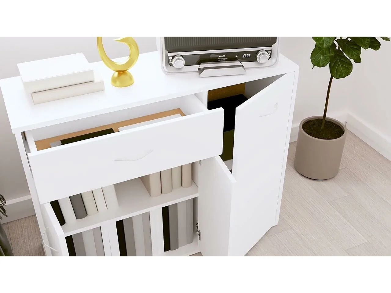 Buffet Blanc 88x30x70 cm Bois d'ingénierie