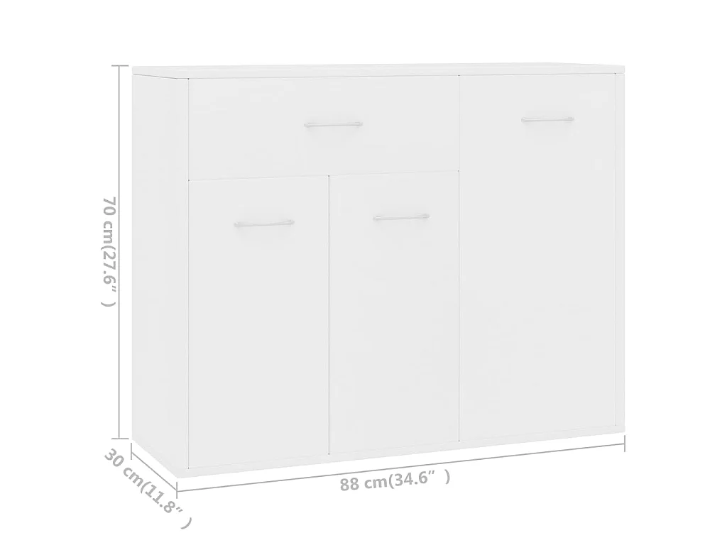 Buffet Blanc 88x30x70 cm Bois d'ingénierie