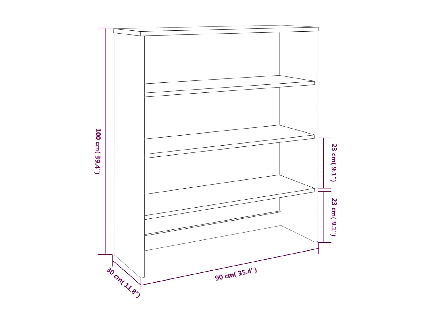 Highboard-Oberteil HAMAR Dunkelgrau 90x30x100 cm Massivholz