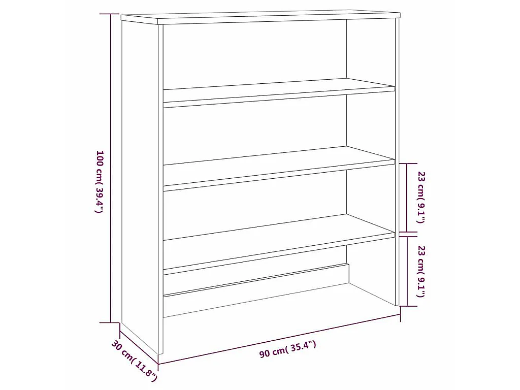 Dessus de buffet HAMAR Gris foncé 90x30x100 cm Bois de pin