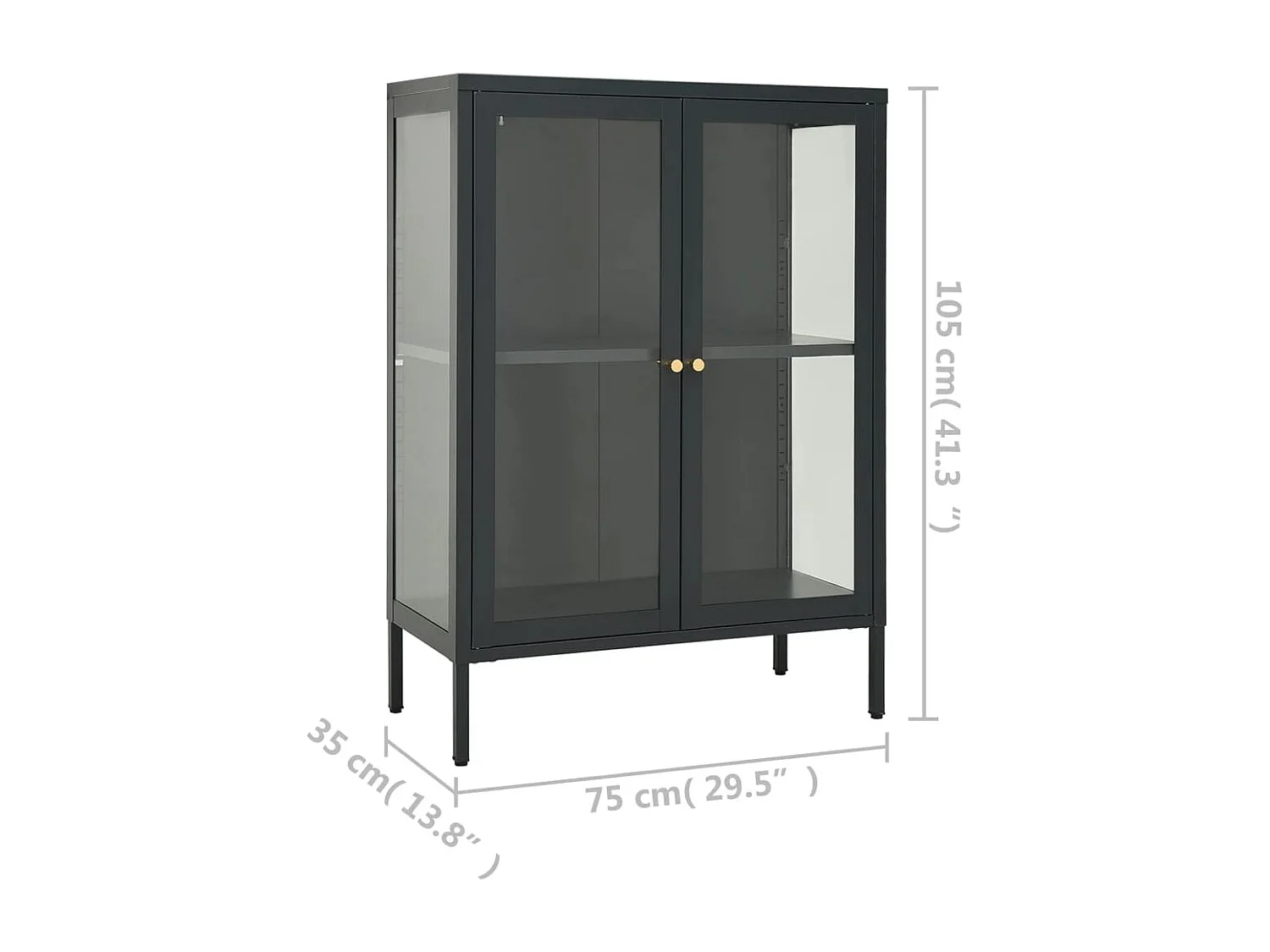 Buffet Anthracite 75x35x105 cm Acier et verre