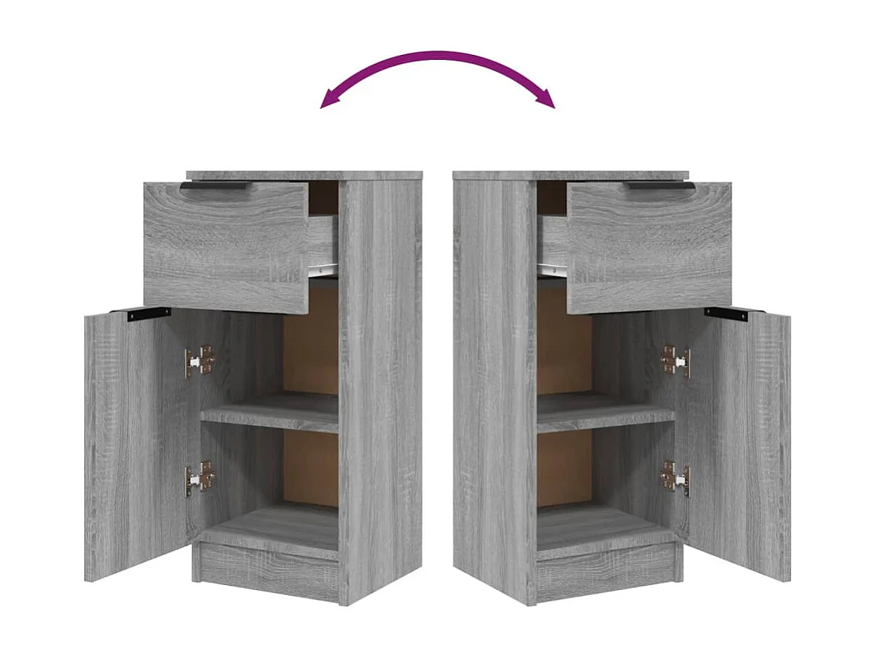 Buffets 2 pcs Sonoma gris 30x30x70 cm Bois d'ingénierie