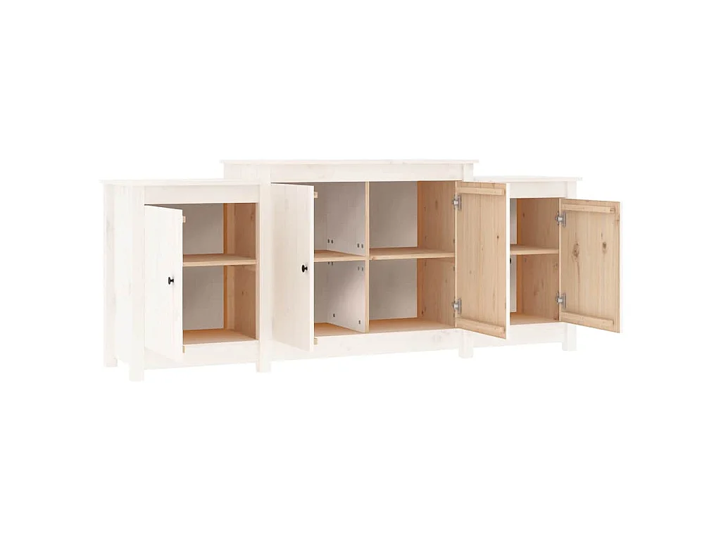 Aparador de madera maciza de pino blanco 164x37x68 cm