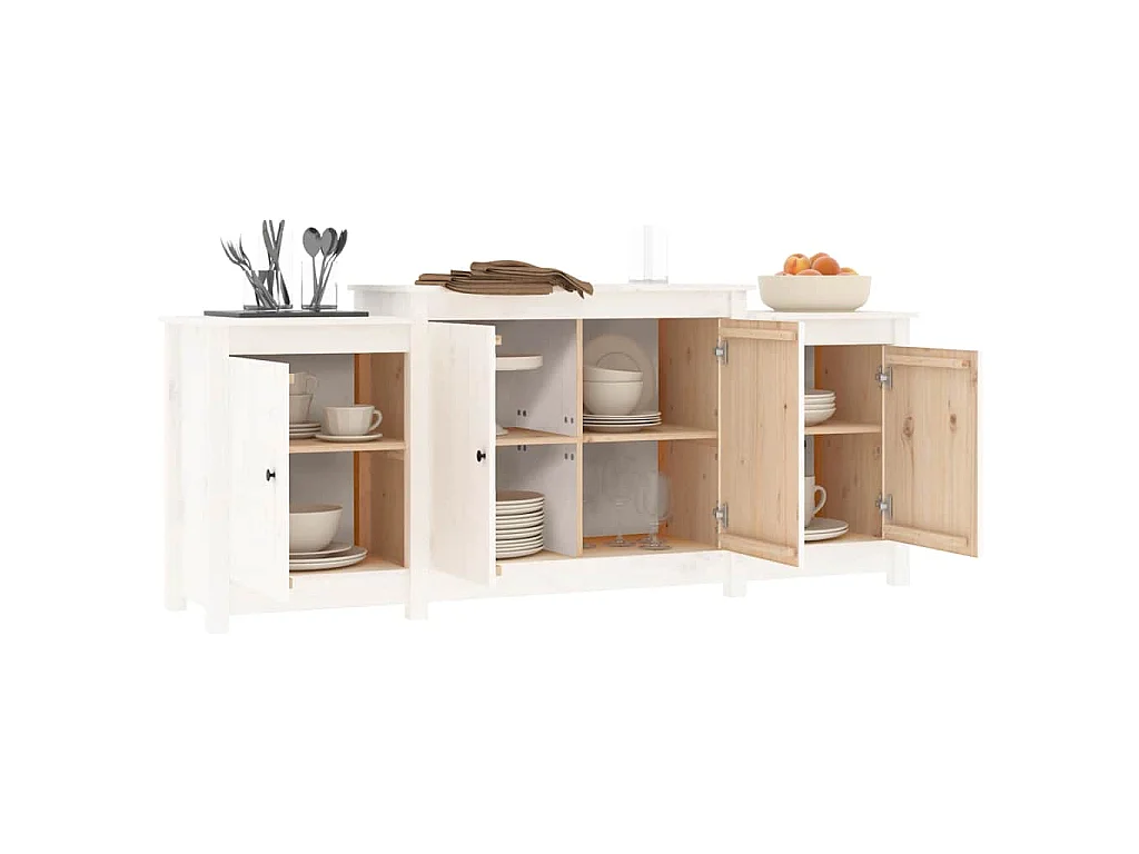 Aparador de madera maciza de pino blanco 164x37x68 cm