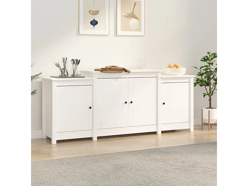 Aparador 164x37x68 cm madeira de pinho maciça branco