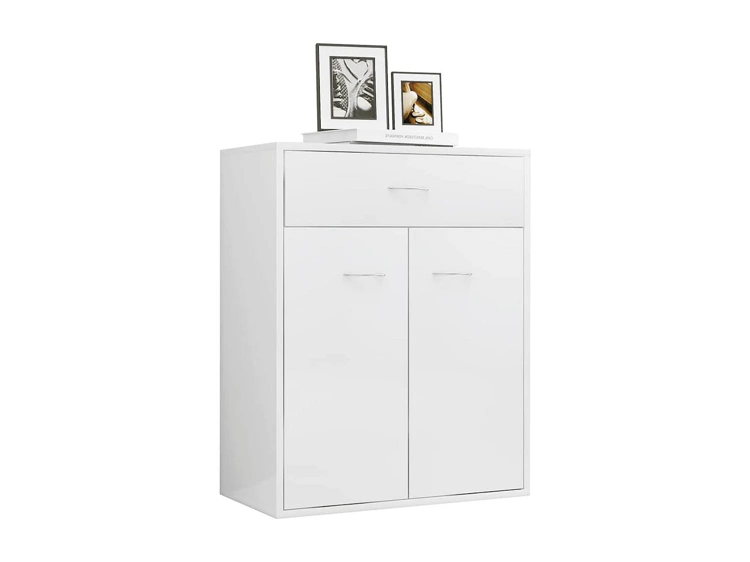 Dressoir 60x30x75 cm bewerkt hout hoogglans wit