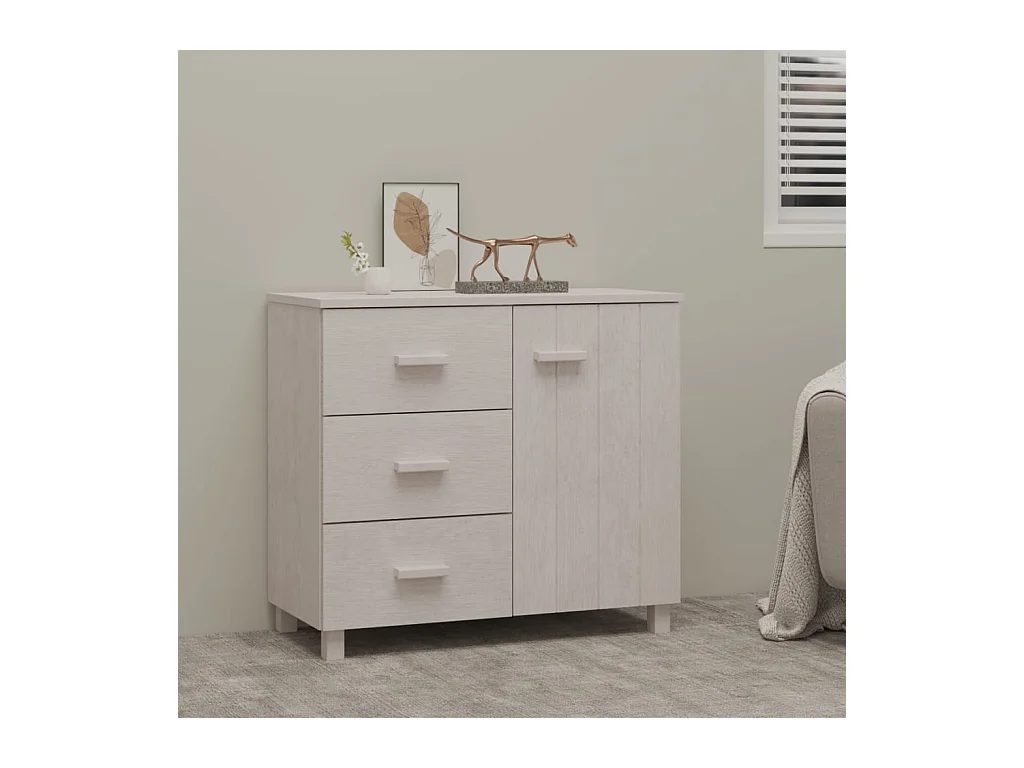 Dressoir HAMAR 90x40x80 cm massief grenenhout wit