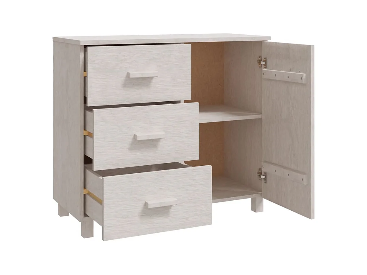 Buffet HAMAR Blanc 90x40x80 cm Bois massif de pin