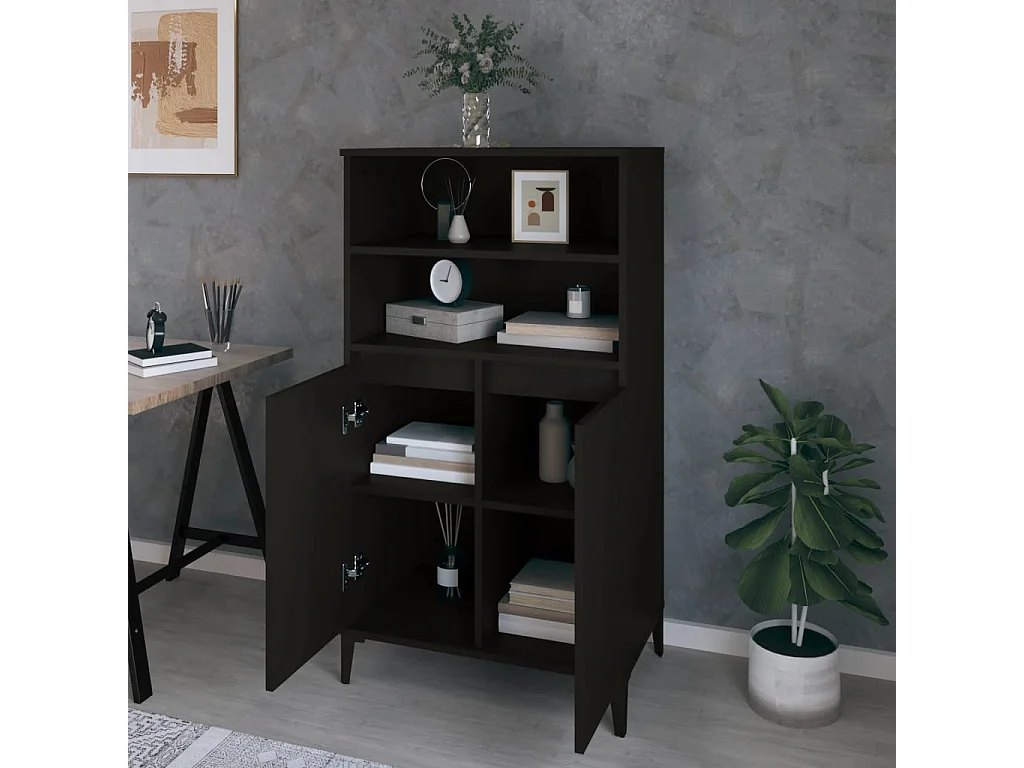 Aparador alto 60x36x110 cm derivados de madeira preto