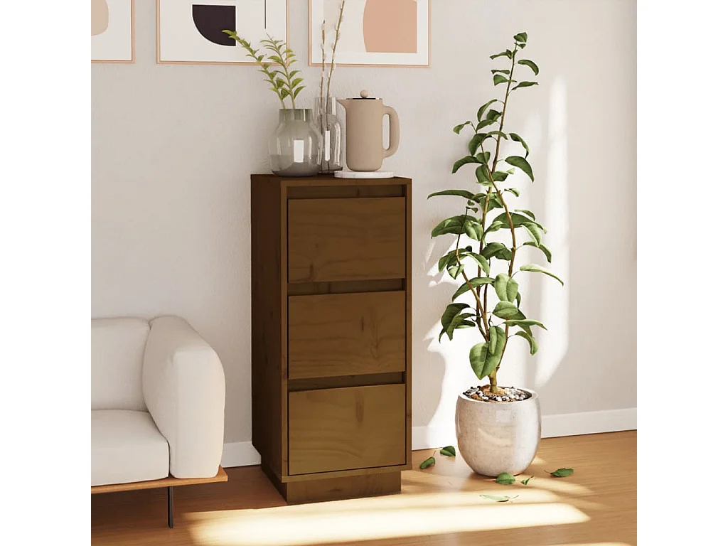 Buffet marron miel 32x34x75 cm bois massif de pin