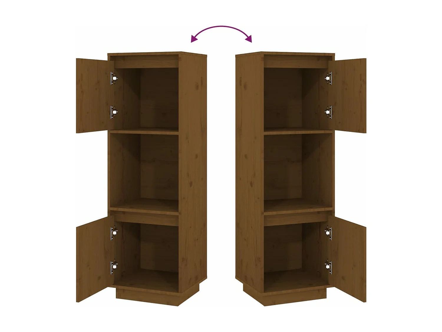 Highboard Honigbraun 38x35x117 cm Massivholz Kiefer