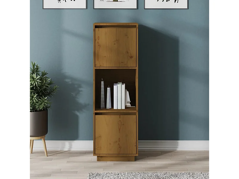 Buffet haut Marron miel 38x35x117 cm Bois massif de pin