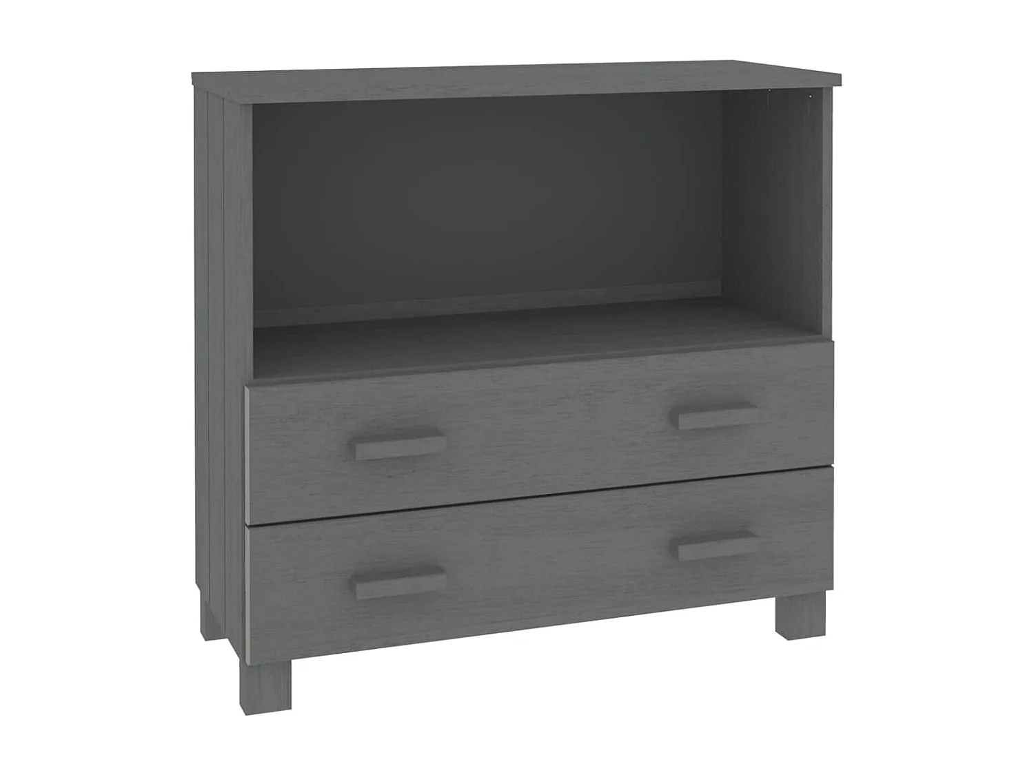 Credenza HAMAR Grigio Scuro 85x35x80 cm Legno Massello di Pino