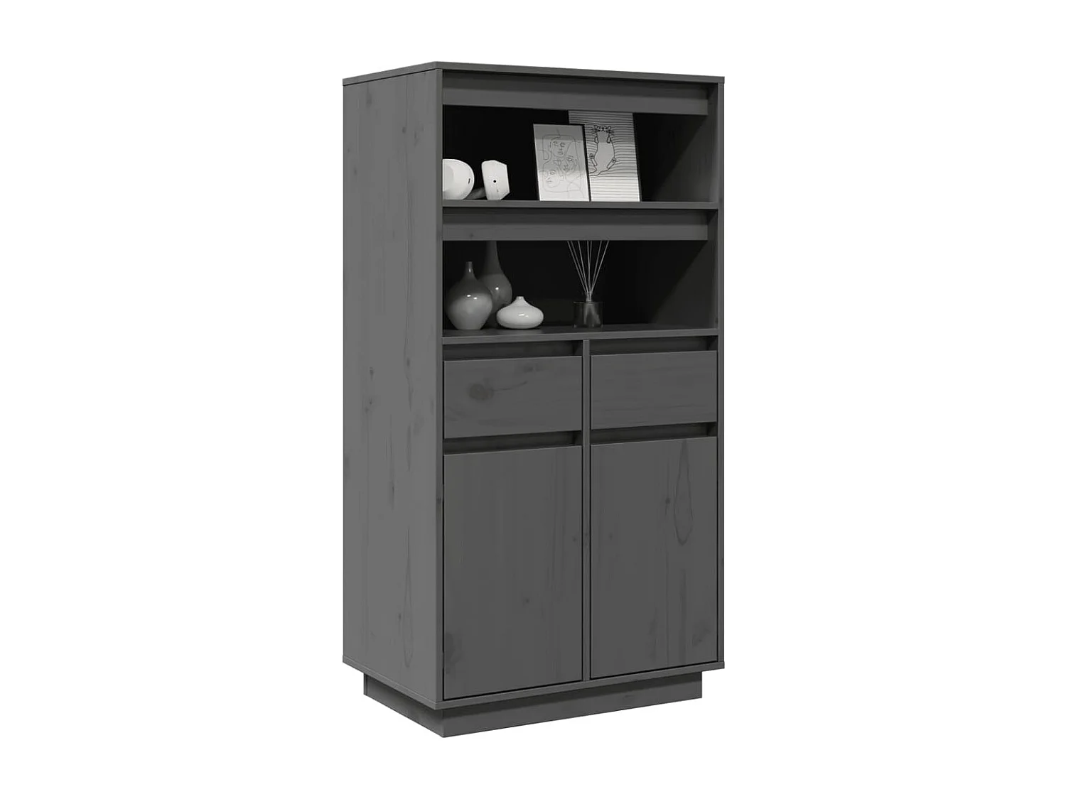 Hoge kast 60x40x116,5 cm massief grenenhout grijs