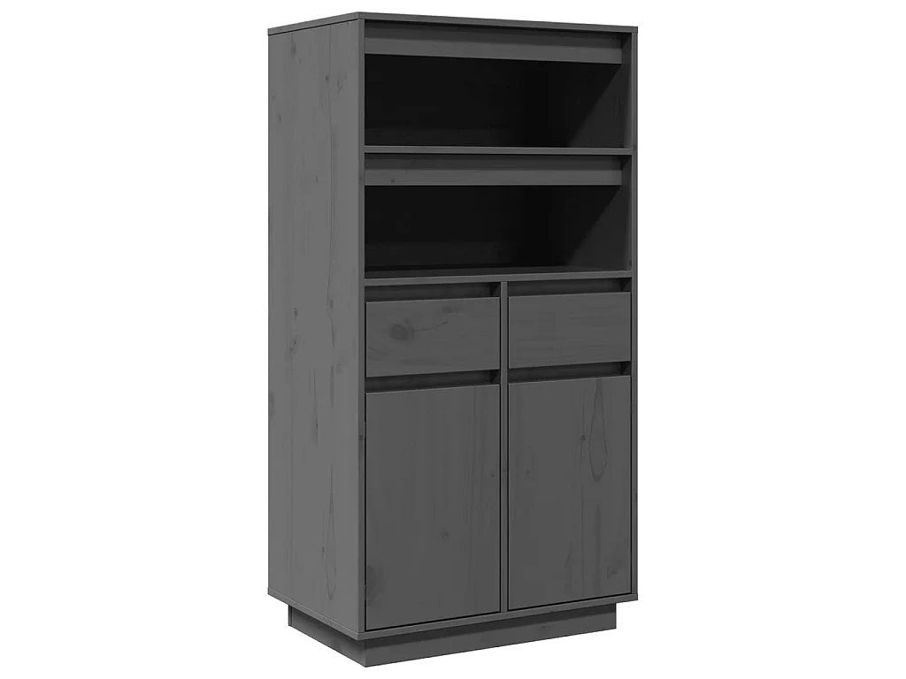 Highboard Grau 60x40x116,5 cm Massivholz Kiefer