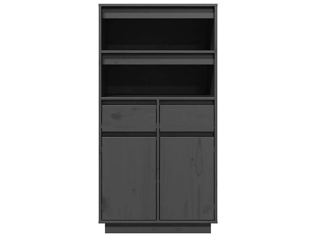 Highboard Grau 60x40x116,5 cm Massivholz Kiefer