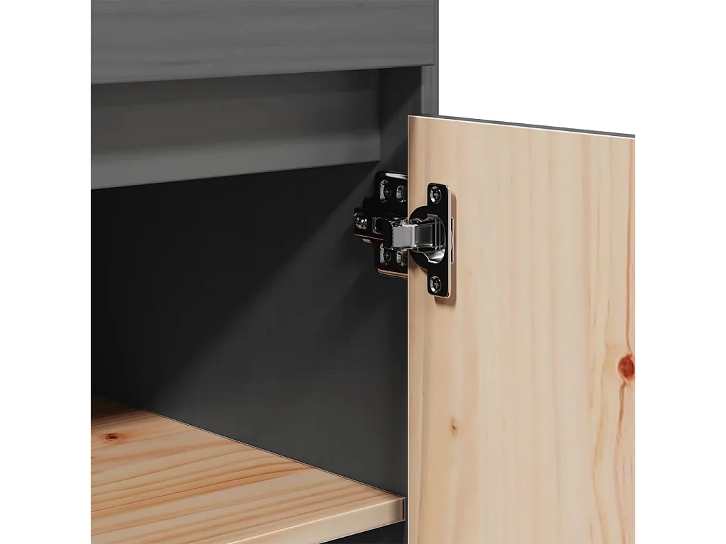 Highboard Grau 60x40x116,5 cm Massivholz Kiefer