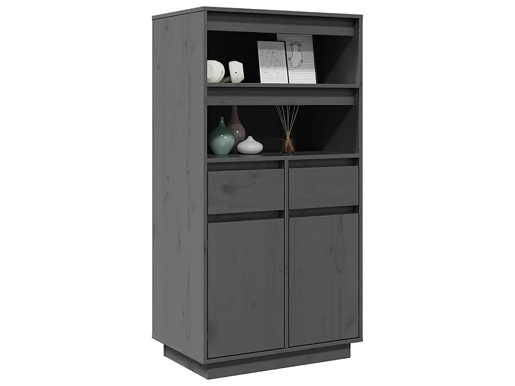 Hoge kast 60x40x116,5 cm massief grenenhout grijs