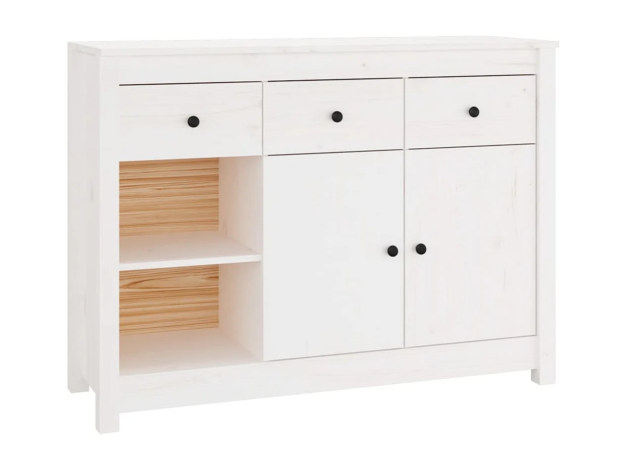 Buffet Blanc 100x35x74 cm Bois massif de pin