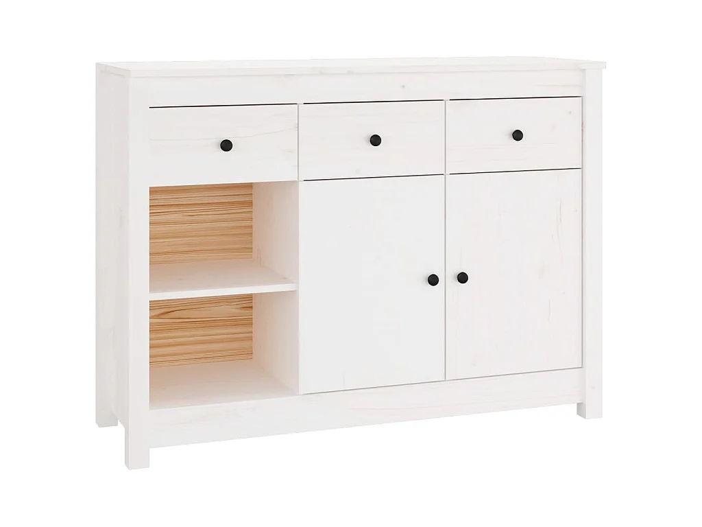 Buffet Blanc 100x35x74 cm Bois massif de pin
