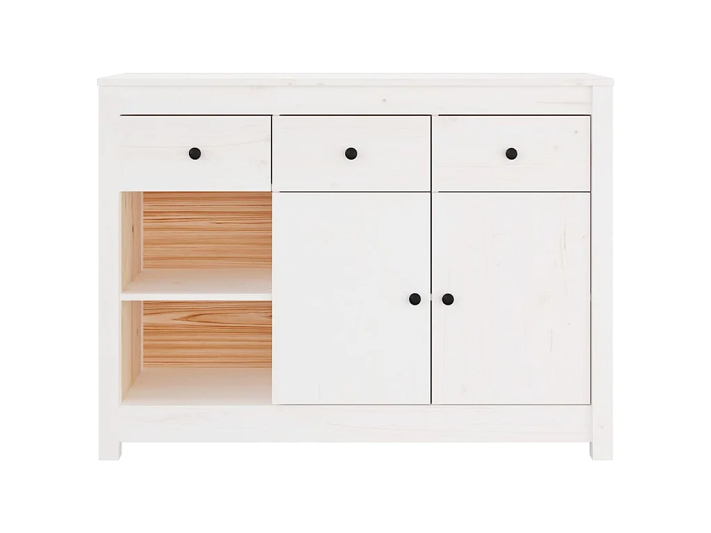 Buffet Blanc 100x35x74 cm Bois massif de pin