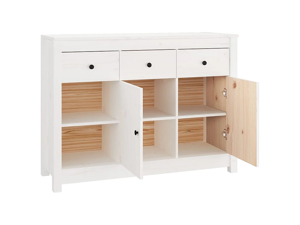 Buffet Blanc 100x35x74 cm Bois massif de pin