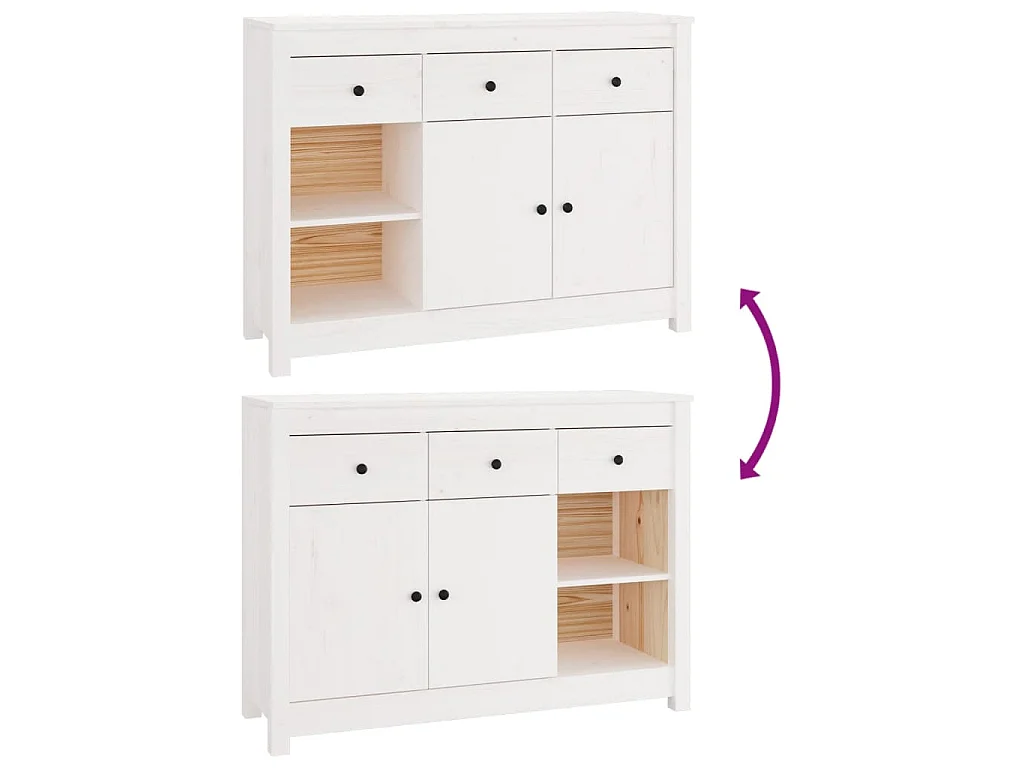 Buffet Blanc 100x35x74 cm Bois massif de pin