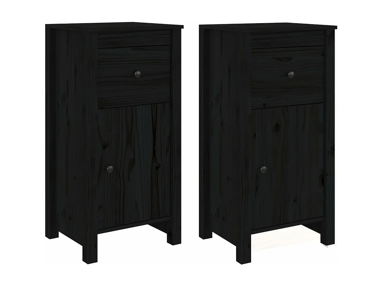 Dressoirs 2 st 40x35x80 cm massief grenenhout zwart