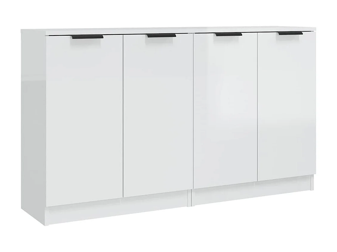 Buffets 2 pcs Blanc brillant 60x30x70 cm Bois d'ingénierie