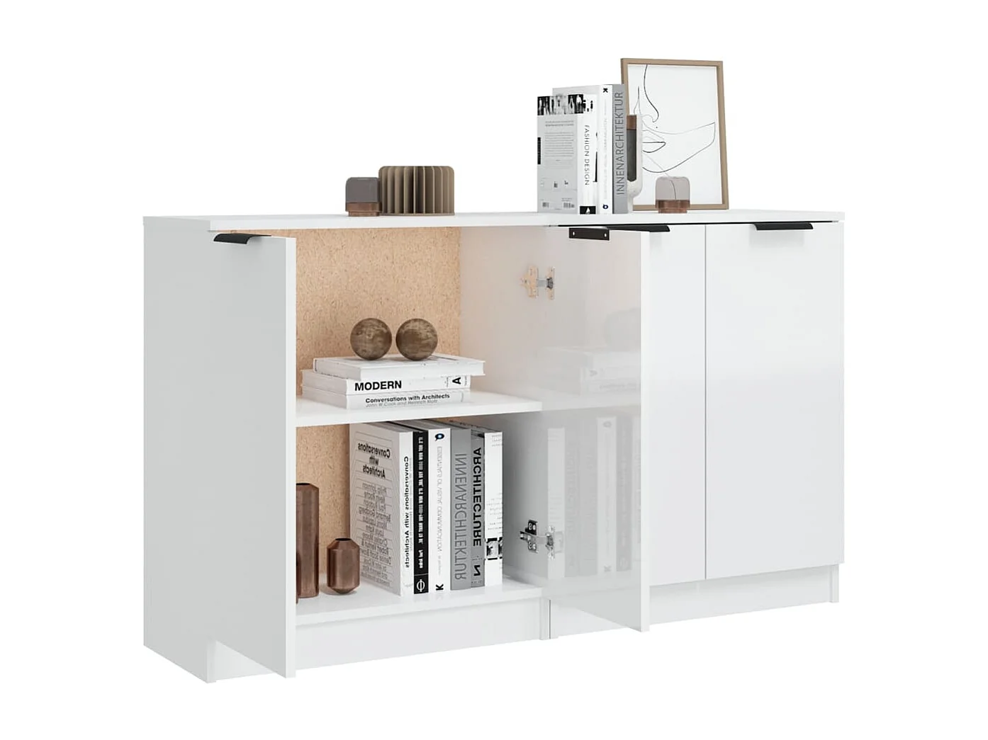 Buffets 2 pcs Blanc brillant 60x30x70 cm Bois d'ingénierie
