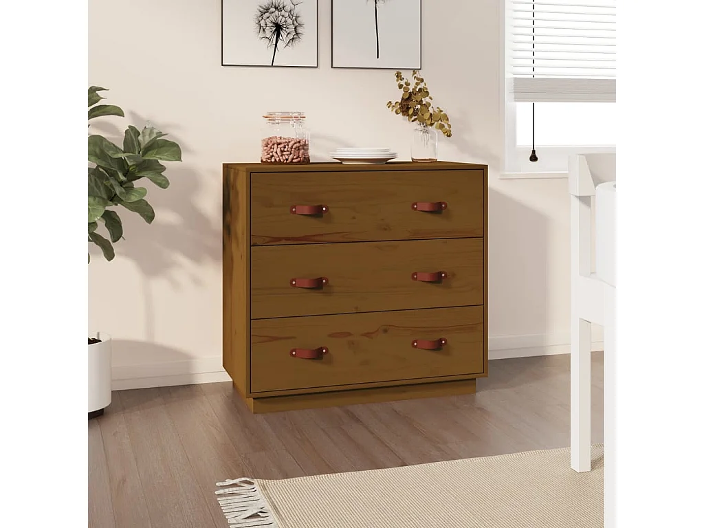 Credenza Marrone Ambra 80x40x75 cm in Legno Massello di Pino