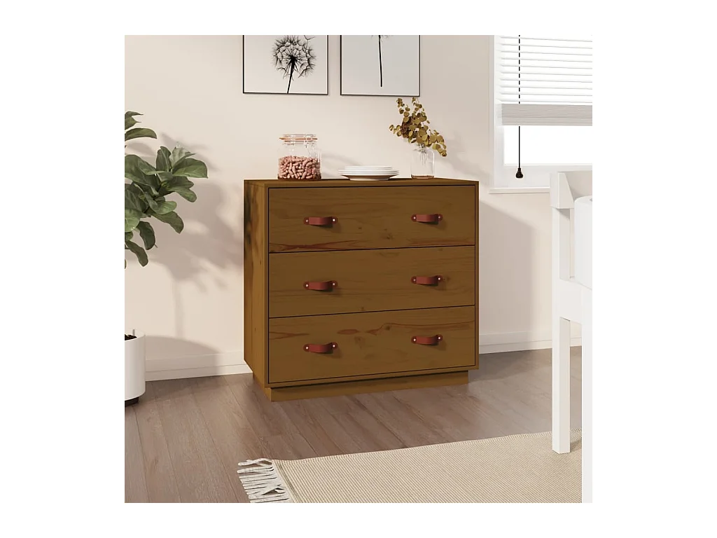 Credenza Marrone Ambra 80x40x75 cm in Legno Massello di Pino
