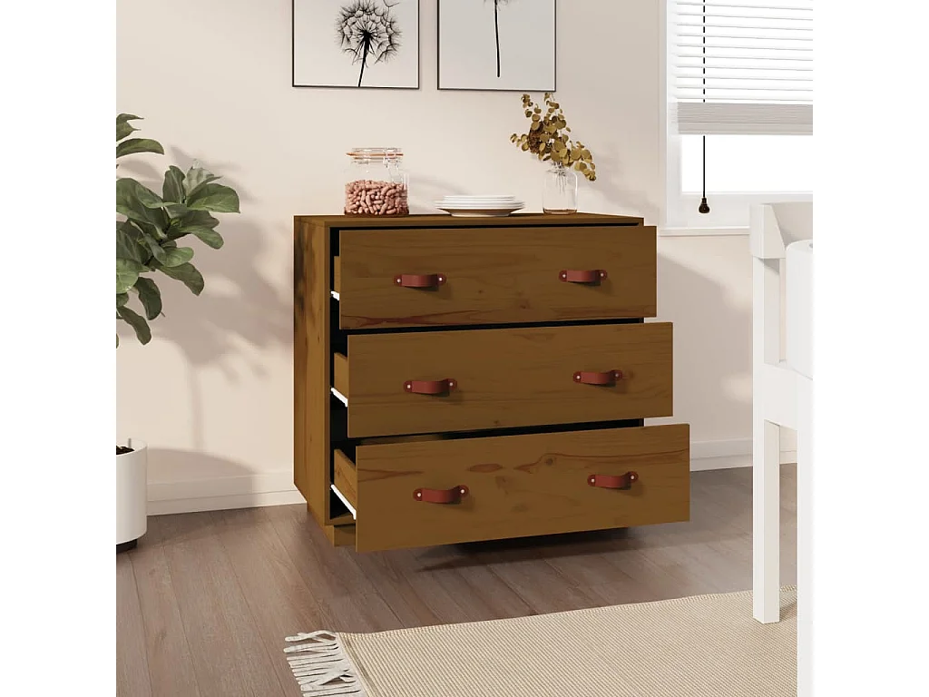 Credenza Marrone Ambra 80x40x75 cm in Legno Massello di Pino