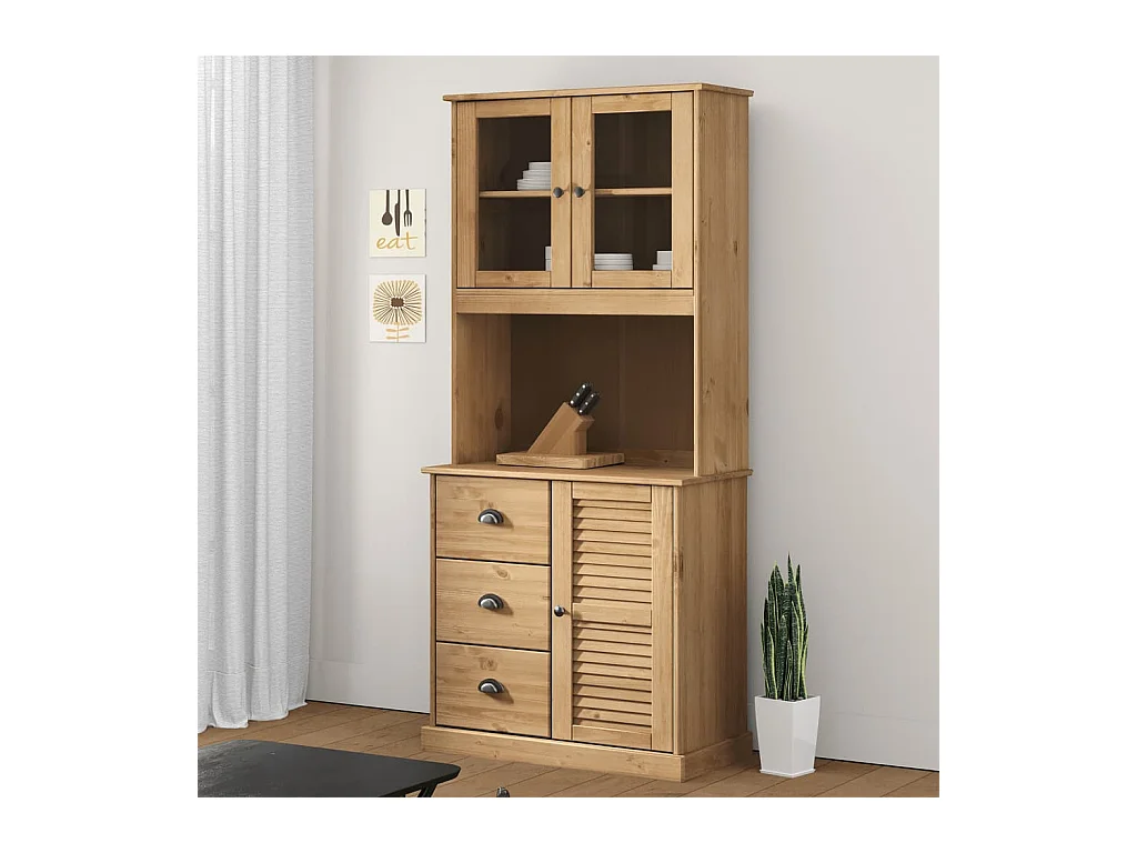 Sideboard-Aufsatz VIGO 78x30x100 cm Massivholz Kiefer