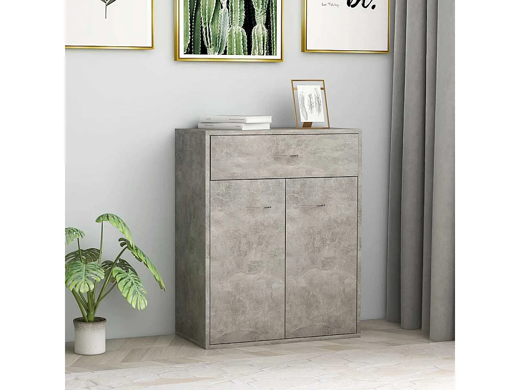 Credenza Grigio Cemento 60x30x75 cm in Legno Multistrato