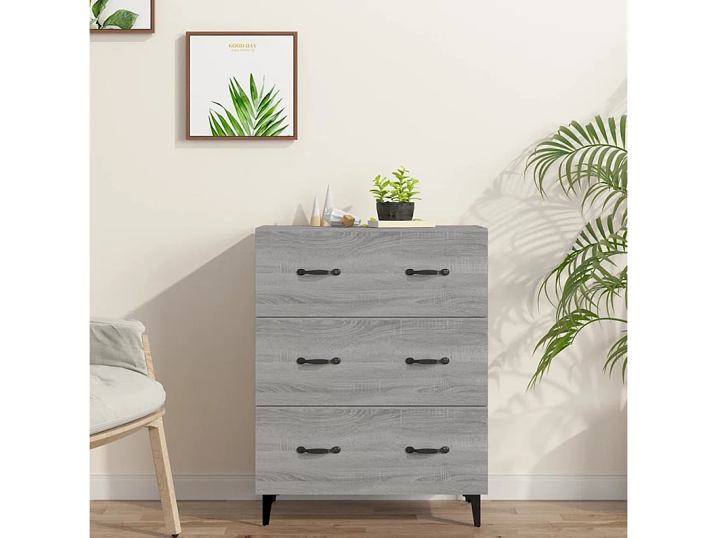 Dressoir 69,5x34x90 cm bewerkt hout grijs sonoma eikenkleurig