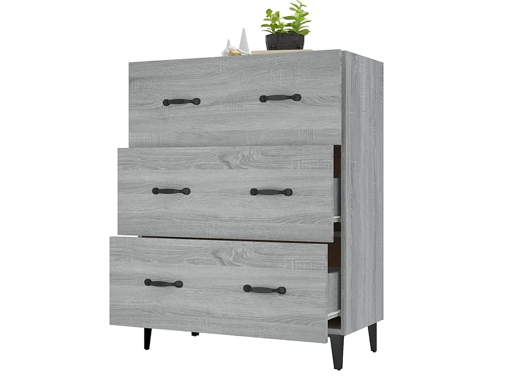 Dressoir 69,5x34x90 cm bewerkt hout grijs sonoma eikenkleurig