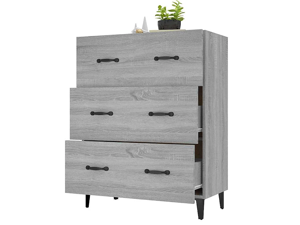 Credenza Grigio Sonoma 69,5x34x90 cm in Legno Multistrato