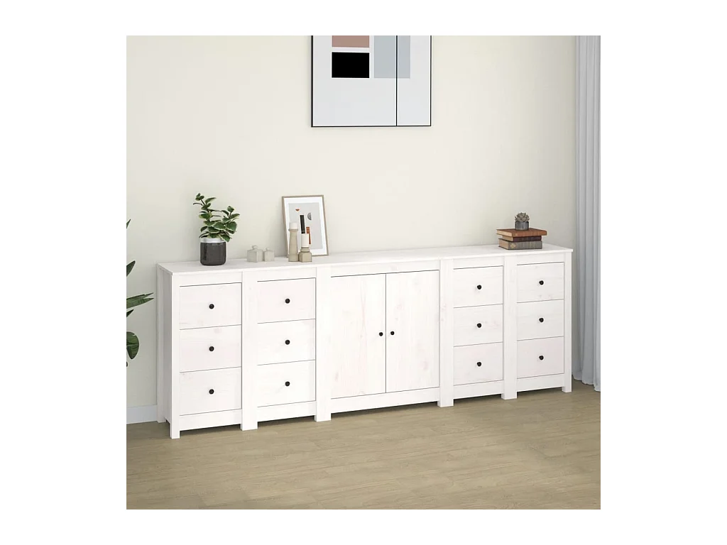 Dressoir 230x35x80 cm massief grenenhout wit