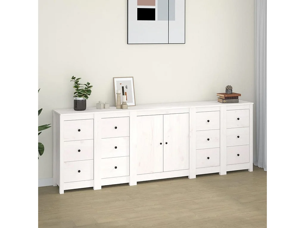 Aparador 230x35x80 cm madeira de pinho maciça branco