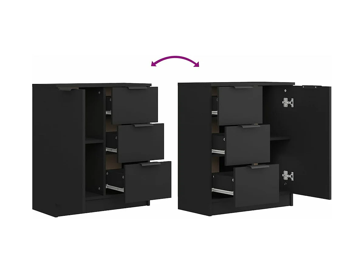 Buffets 2 pcs Noir 60x30x70 cm Bois d'ingénierie