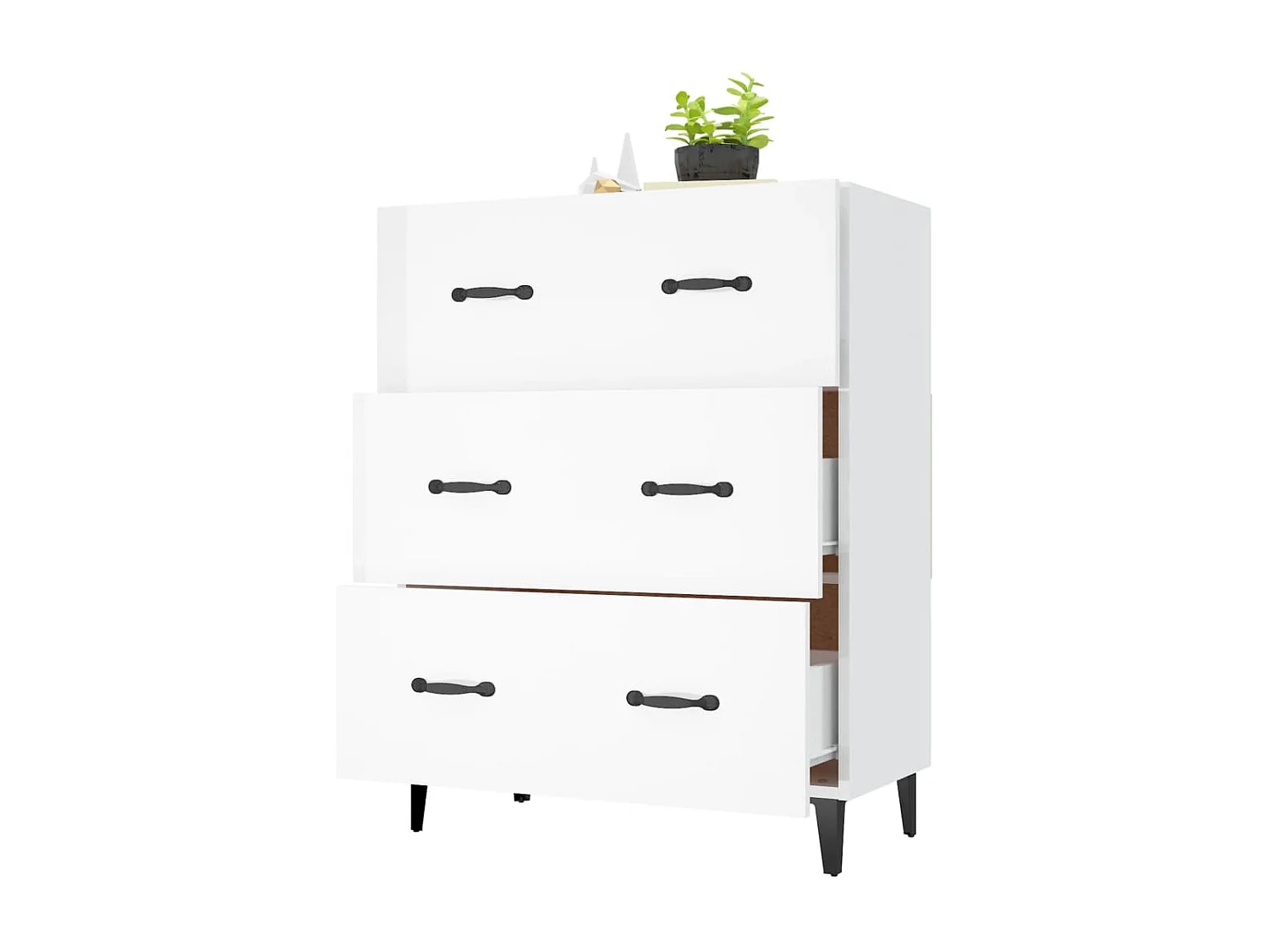 Dressoir 69,5x34x90 cm bewerkt hout hoogglans wit